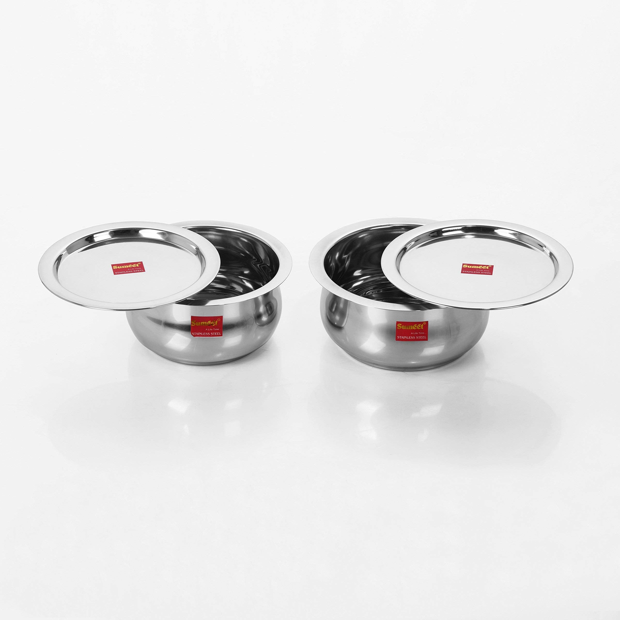 Sumeet Stainless Steel Cookware Set With Lid, 1.1, 1.6 L, 2 Piece (Steel)