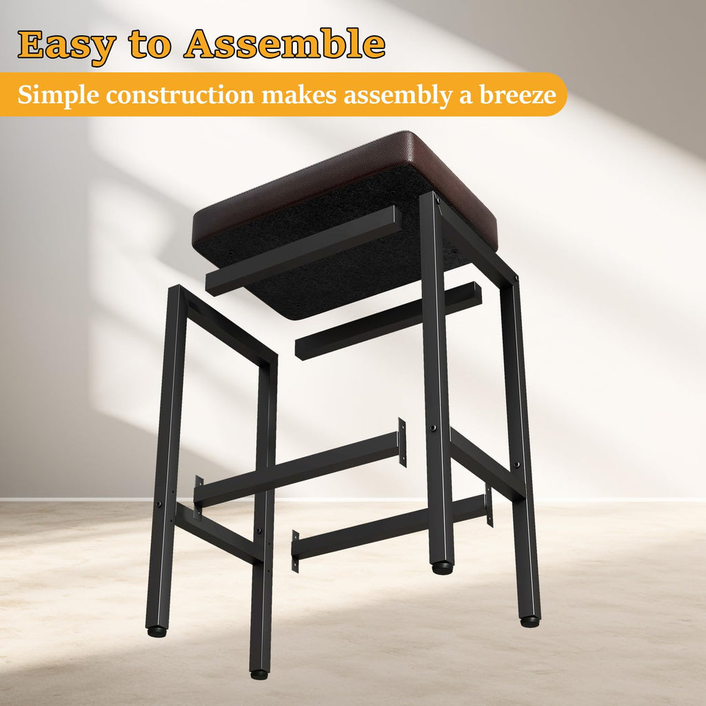 YMYNY 26 Inch Counter Height Bar Stools Set of 2, Dark Brown Modern Kitchen Barstools with Metal Leg, Bar Stool Chairs for Kitchen Island Counter Breakfast Bars Living Room Party, UHBS513K