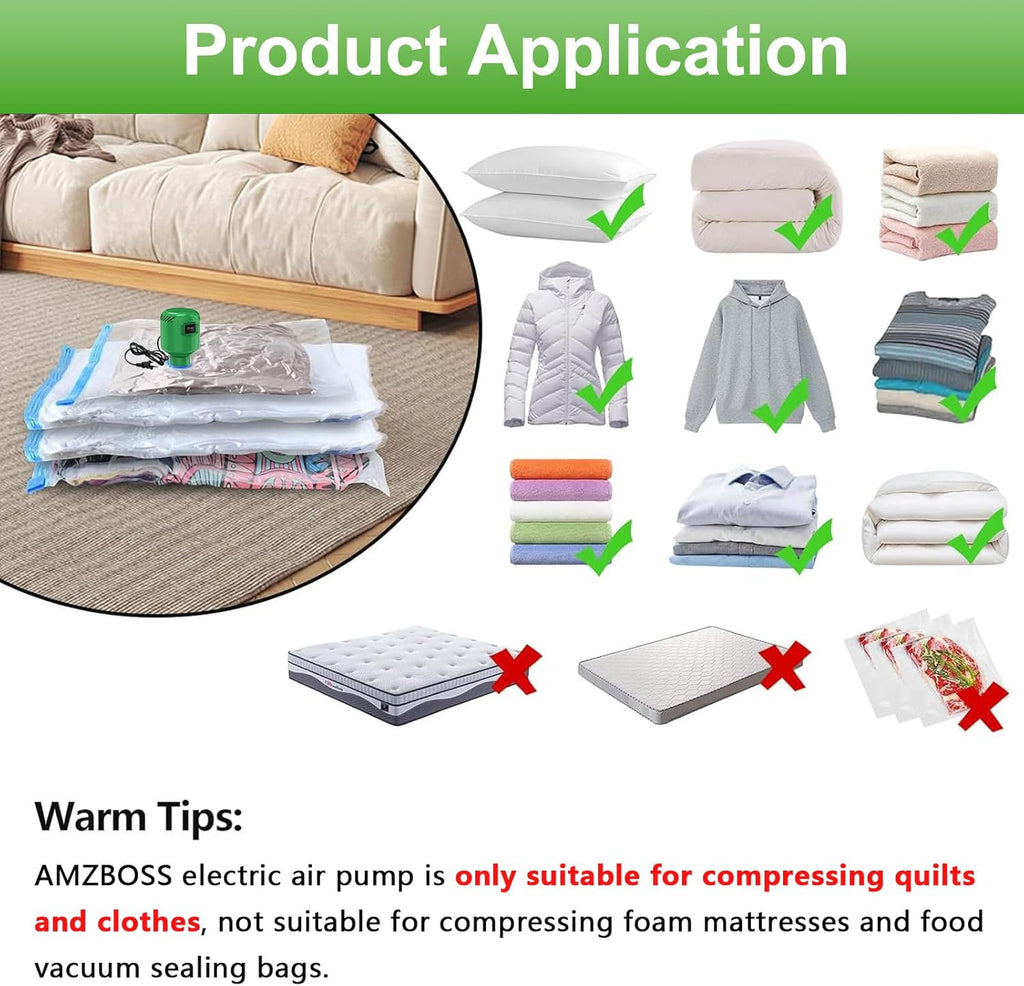 Skiennix Electric Vacuum Pump - Portable Storage Solution for Clothing & Bedding | Green (No Bags)