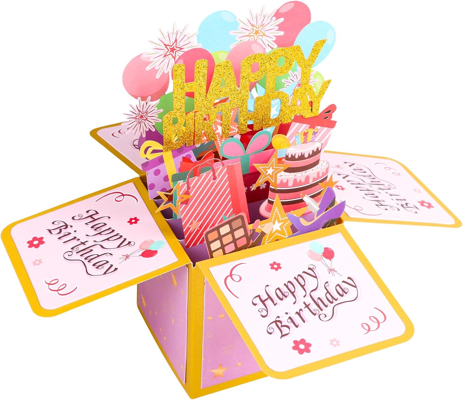 Steford Happy Birthday Pop-Up Card - Unique 3D Greeting Card Gift Box for All Ages | Handmade Design