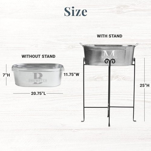 Let's Make Memories Personalized Beverage Tub - Custom Beverage Tub - Customize With Name & Initial - Galvanized Drink Tub - 20 ¾"L x 11 ¾"W x 7" H - 5.5 Gallons