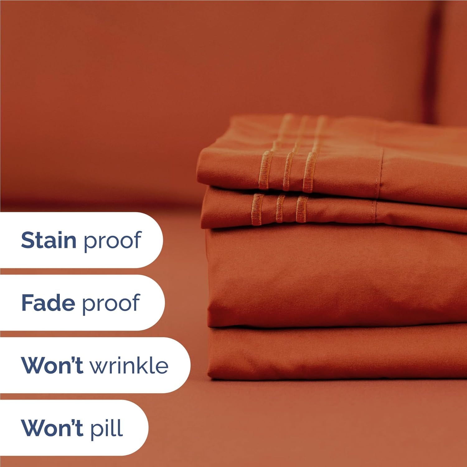 Skiennix Twin XL Sheet Set - Comfy Cooling Bed Sheets for All Ages - Deep Pockets, Soft & Wrinkle-Free - Terracotta