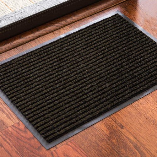 Restaurantware-Comfy Feet 60 x 36 Inch No-Slip Floor Mat, 1 Ribbed Carpet Utility Mat - Indoor and Outdoor, for Homes Or Offices, Brown Polyester Fibers Entry Mat, Vinyl Backing, Easy to Clean