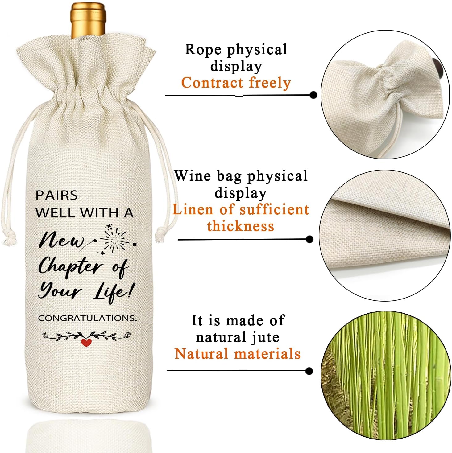 TBITON New Job Gifts, Farewell Gifts for Coworkers,New Beginning Gifts, Wine Gift Bags Going Away Gift for Friends Coworker Boss, Pairs Well With A New Chapter of Your Life (Beige-NEW JOB01)