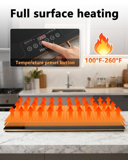 Electric Warming Tray,Extra Large Food Warming Trays with Temp-Settings & Timmer,Full Surface Heating Electric Food Warmer Mat Keep Food Warm at Buffet, Party, Sabbath, Daily Use