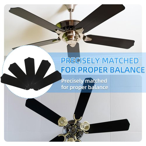 Stuffygreenus 10 Pcs 16 1/2" Ceiling Fan Blades for 42" Fan Replacement Blades Waterproof Ceiling Fan Blades Replacement Wooden Fan Blades for Summer Broken Blade Substitution Replacing (Black)