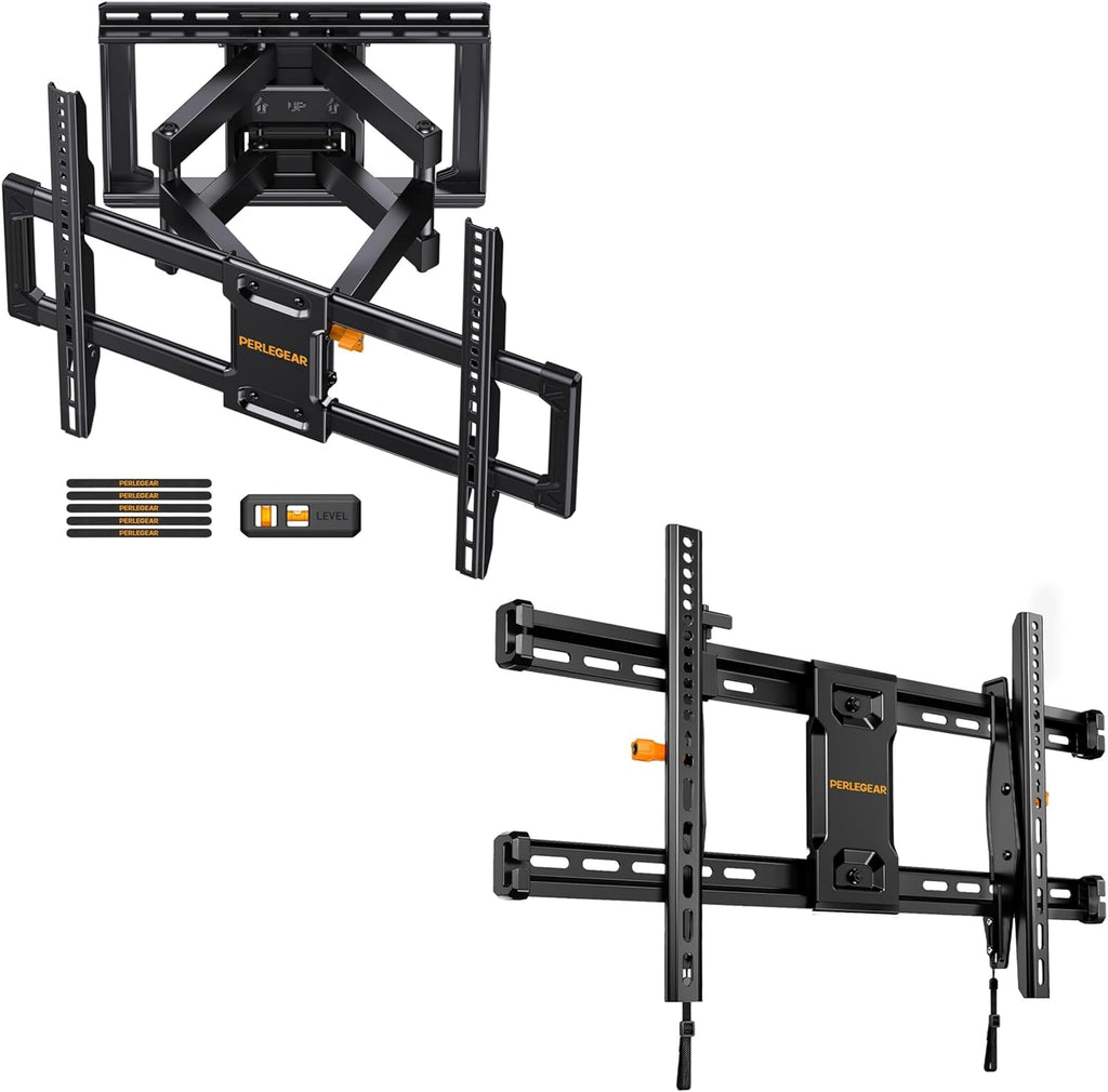 Perlegear Full Motion TV Wall Mount - Fits 42-85 Inch TVs Up to 132 lbs | Tilting Design with Leveling Adjustment