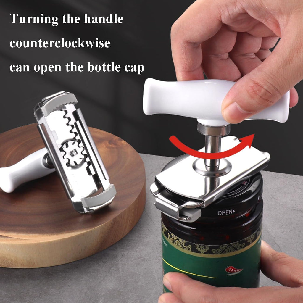 Skiennix Jar Opener for Seniors - Easy Twist Adjustable Lid Gripper | Perfect for Arthritis & Weak Hands (Wood Handle)