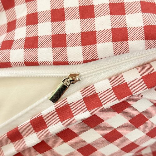 NSNLGSGC Red Gingham Duvet Cover Set Queen, Grid Simple Geometric Square Pattern Comforter Cover,Soft Plaid Washed Microfiber Bedding Cover(3PCS,Queen)