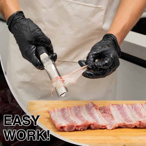 Lumitrail Rib Membrane Removal Tool with Glue-Free Full-wrap Anti-Slip Grip, Dishwasher Safe Stainless Steel Rib Prep Tool Membrane Remover for Barbecue Grilling Accessories