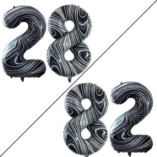 GOER 28-Inch Jumbo Foil Balloons - Perfect for 28th Birthday Party Decorations | Marble Black