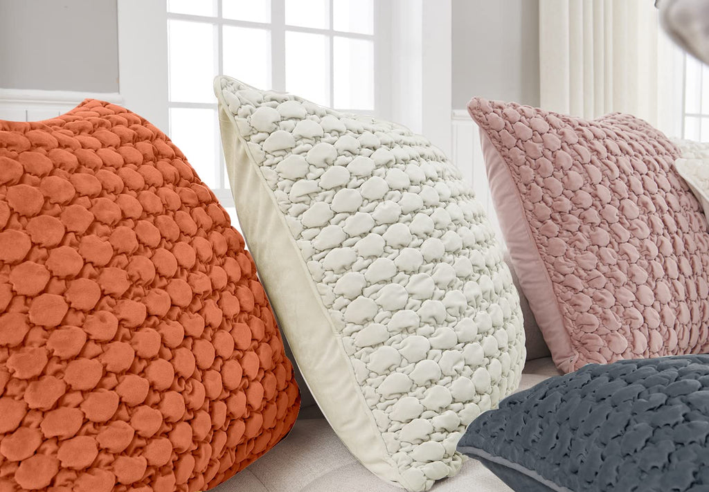 COCOPLOCEUS Pillow Cover 24x24 1 Piece Velvet Euro Sham Decorative Farmhouse Pillowcase Boho Square Cushion Covers Soft Bubble Texture for Couch Sofa Bed Bedroom Car Living Room，Rust