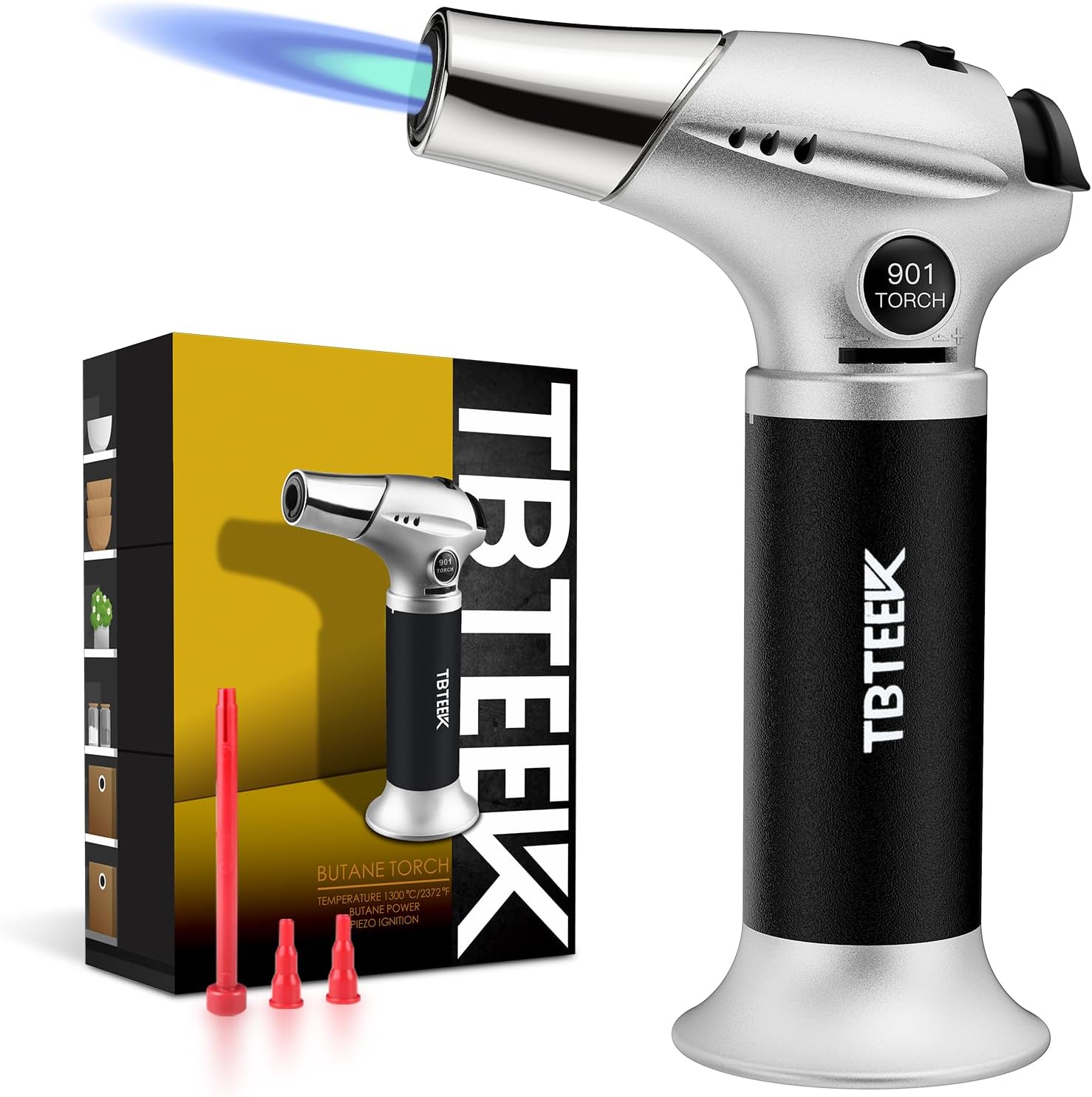 TBTEEK Butane Torch - Adjustable Flame Kitchen Torch with Safety Lock for Cooking & Baking | Ideal for BBQ, Brulee, DIY Soldering