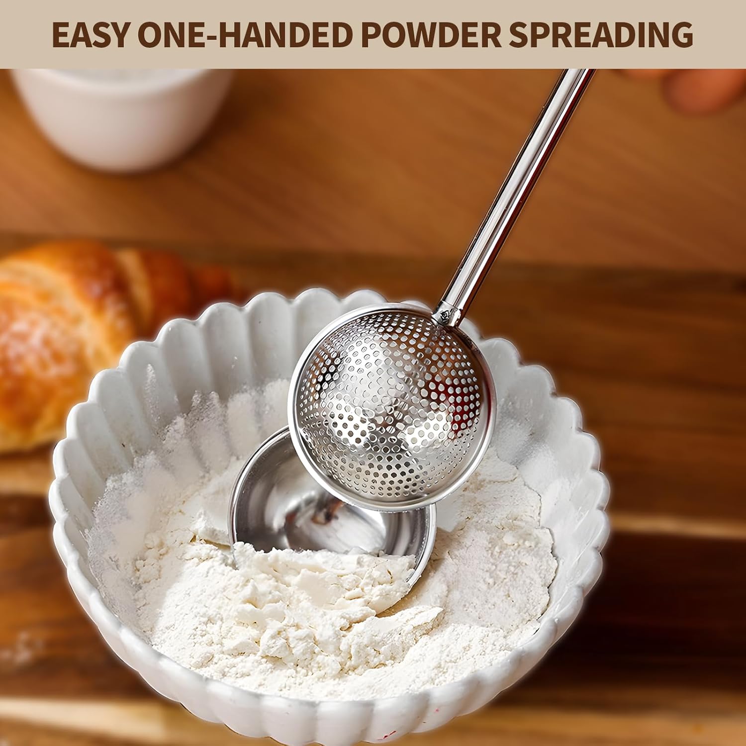 Skiennix Flour Duster | Stainless Steel Powder Sugar Shaker with Spring Handle - 2PCS Set