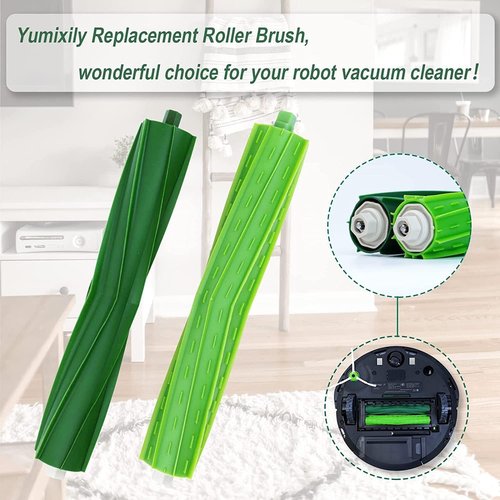 2 Set Replacement Roller Brushes Compatible for iRobot Roomba E & I & J Series, i7 i7+ i3 i3+ i6+ i8+ j7 j7Plus E5 E6 E7, Vacuum Cleaner Accessories, Multi-Surface Rubber Brush