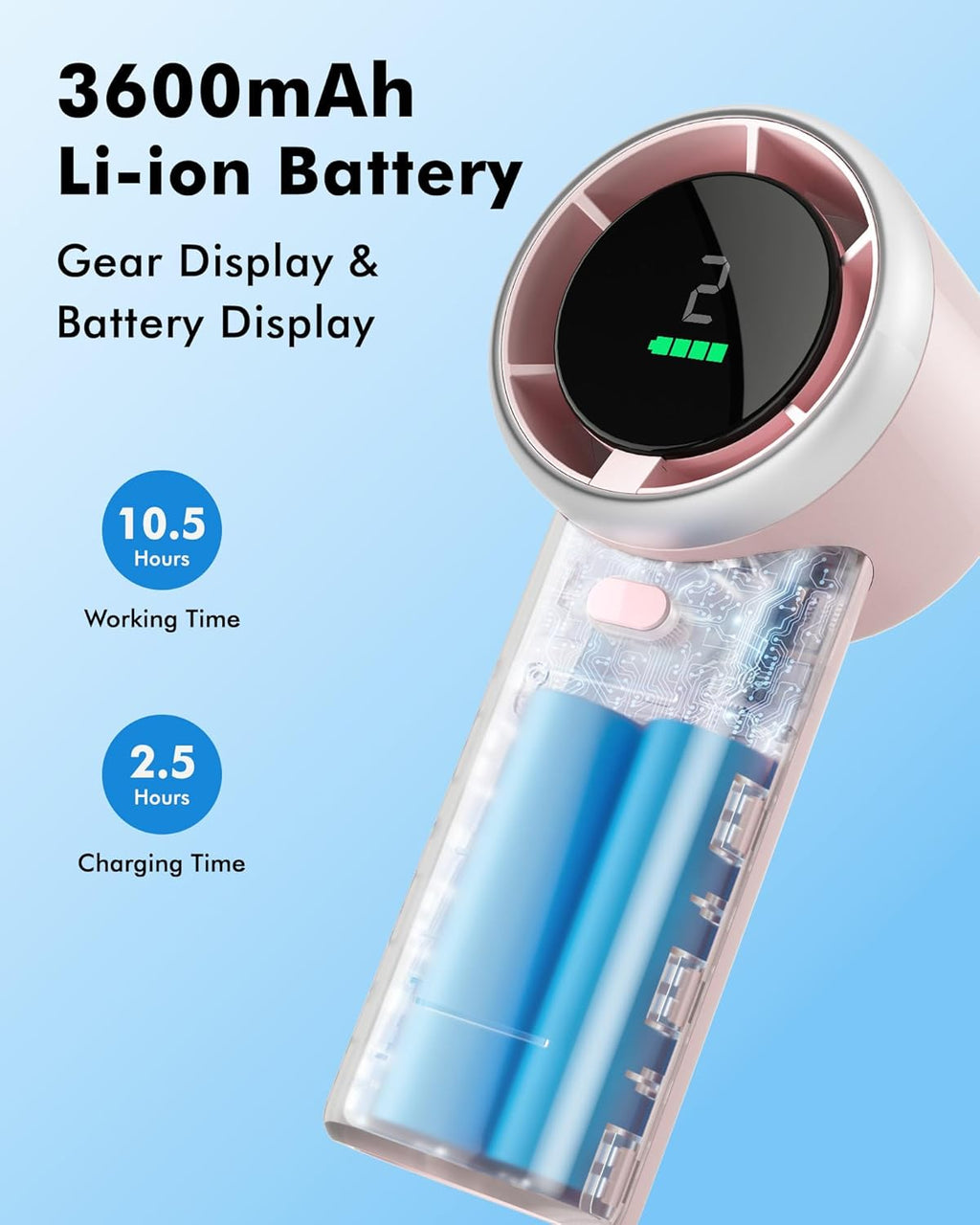WHATOOK Portable Handheld Mini Fan - High-Speed Cooling, 10-Hour Battery Life, USB Rechargeable | Pink