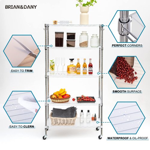 BRIAN & DANY Wire Shelf Liner 18" X 48", Set of 10, Heavy Duty Shelf Liners for Wire Shelving, Waterproof Protector Mats, Transparent