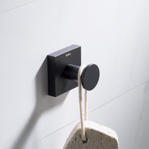 Kraus Ventus Bathroom Robe and Towel Hook, Matte Black Finish, KEA-17701MB