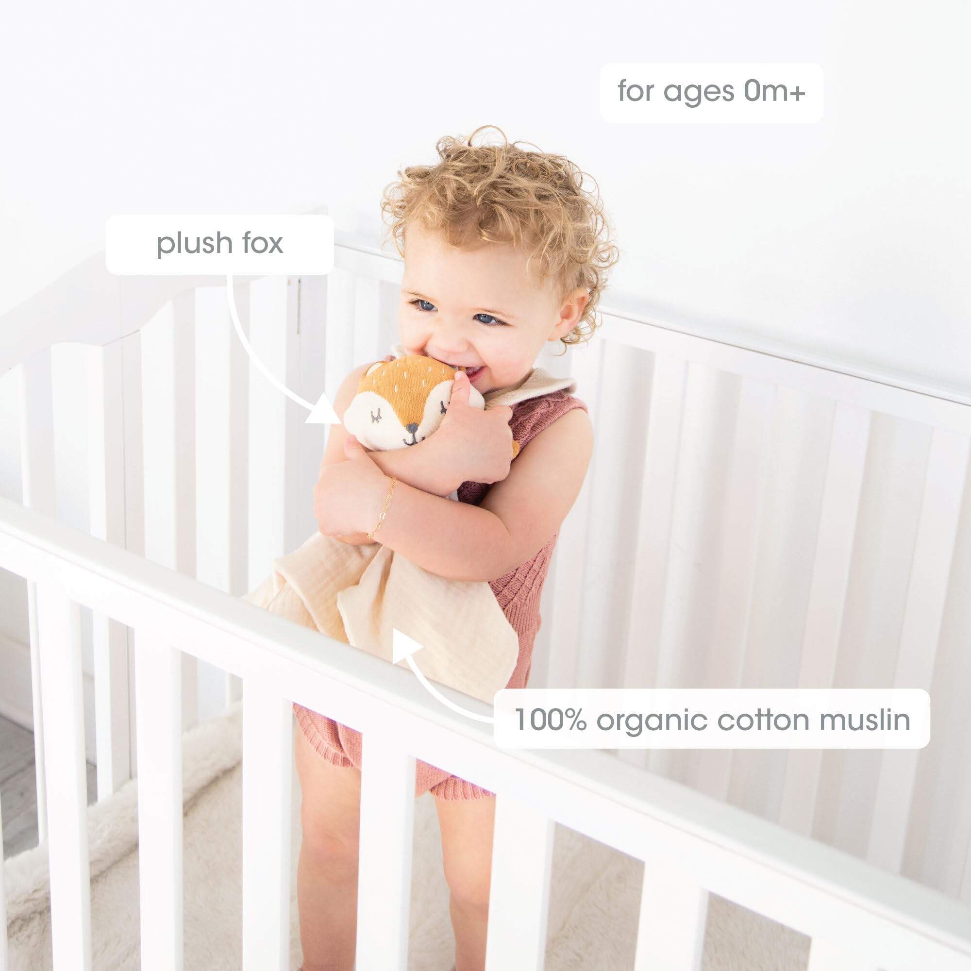 Pearhead Fox Baby Lovey – Organic Cotton Muslin Security Blanket, Woodland Plush Snuggle Toy Helps Self-Soothing, Breathable & Soft, Gender-Neutral Newborn Gift for Boys and Girls, 0+ Months