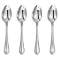 KEAWELL Pearl Edge 4-Piece Premium Spoon Set, 18/10 Stainless Steel, Fine Silverware Spoons with Refined Bead Design, Brightly Polished, Dishwasher Safe (Silver, 6.4" Teaspoons)