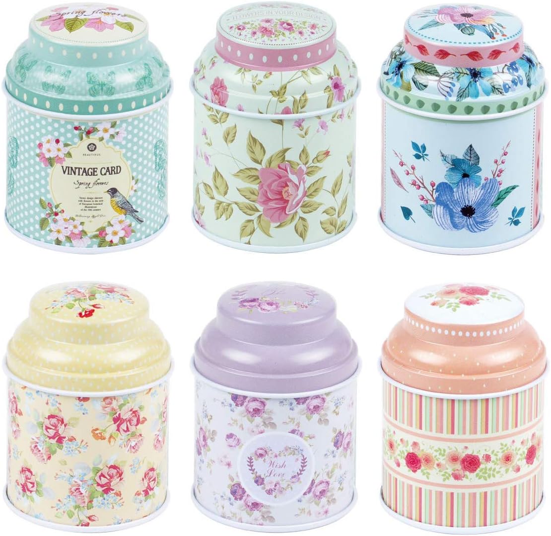 TooGet Elegant Metal Tinplate Tins - Shabby Chic Mini Boxes for DIY Candles & Storage | 6-Pack