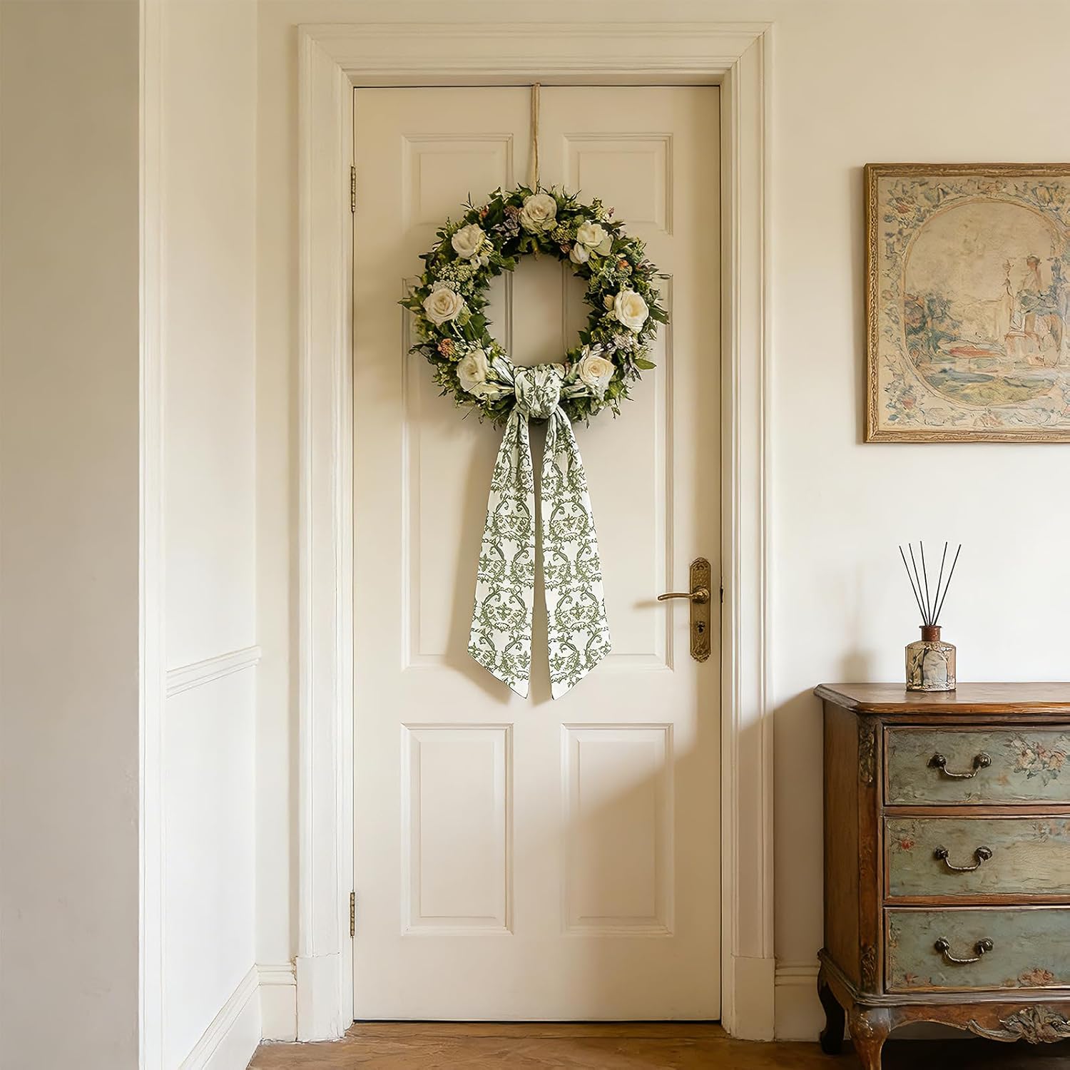 AZYM Wreath Sash Set - Vintage Ribbon Accessories for Indoor/Outdoor Door Decor | 2 Pcs