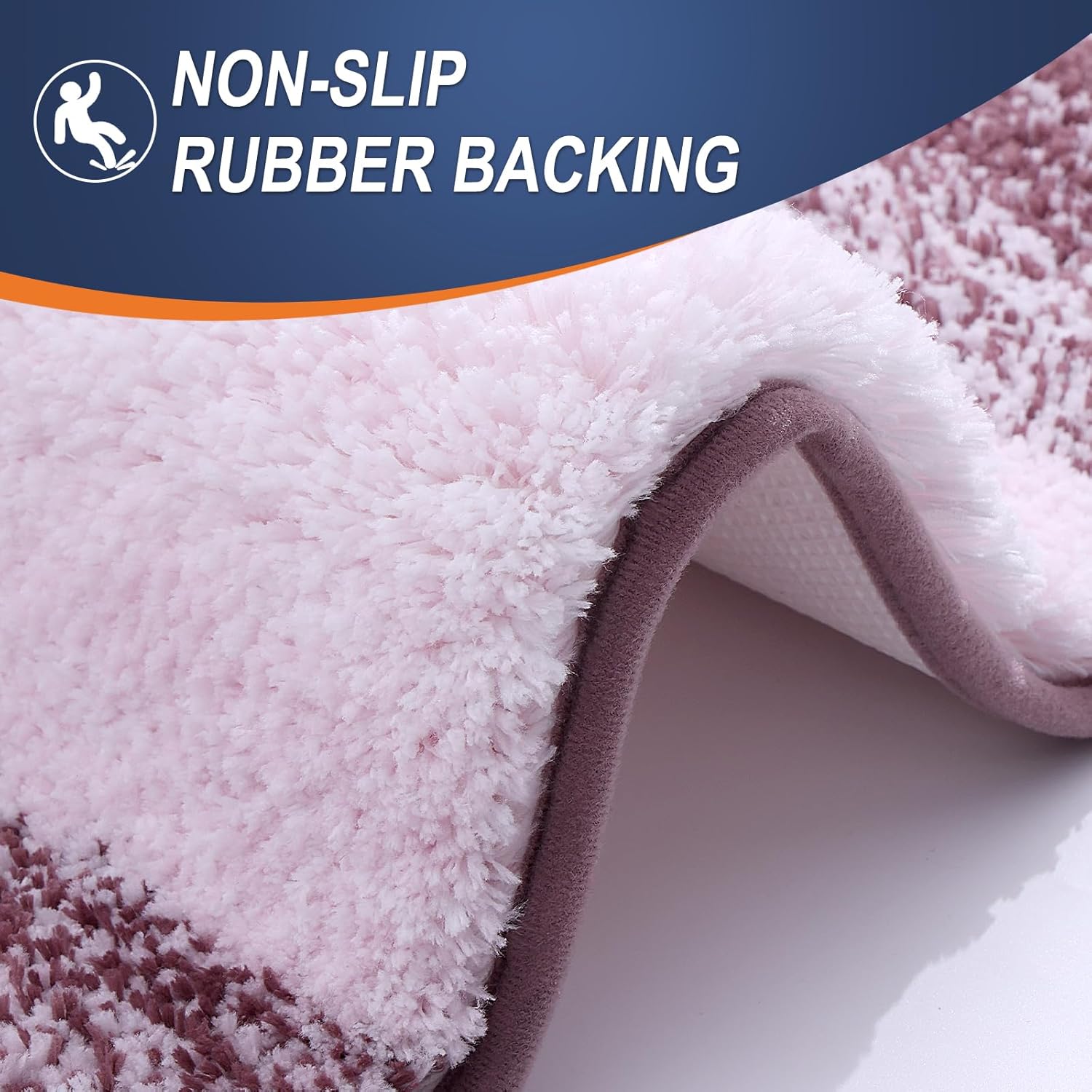 OLANLY Bathroom Runner Rugs - Extra Soft Microfiber Mat with Rubber Backing | 47x20 Inches, Quick Dry, Mauve