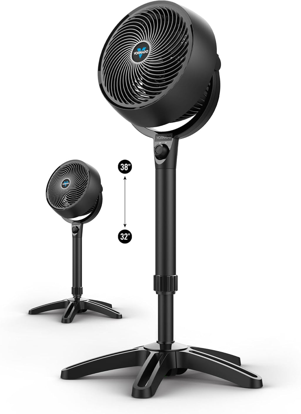 Vornado 683 Pedestal Fan - Powerful 3-Speed Air Circulator with Adjustable Height | Black, 32-38 in