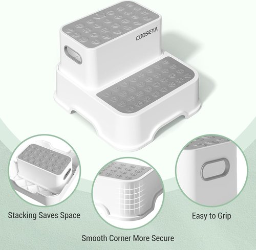COOSEYA Kids' Step Stool - No-Slip Design for Bathroom & Potty Training | 2 Pack, Toddler-Friendly
