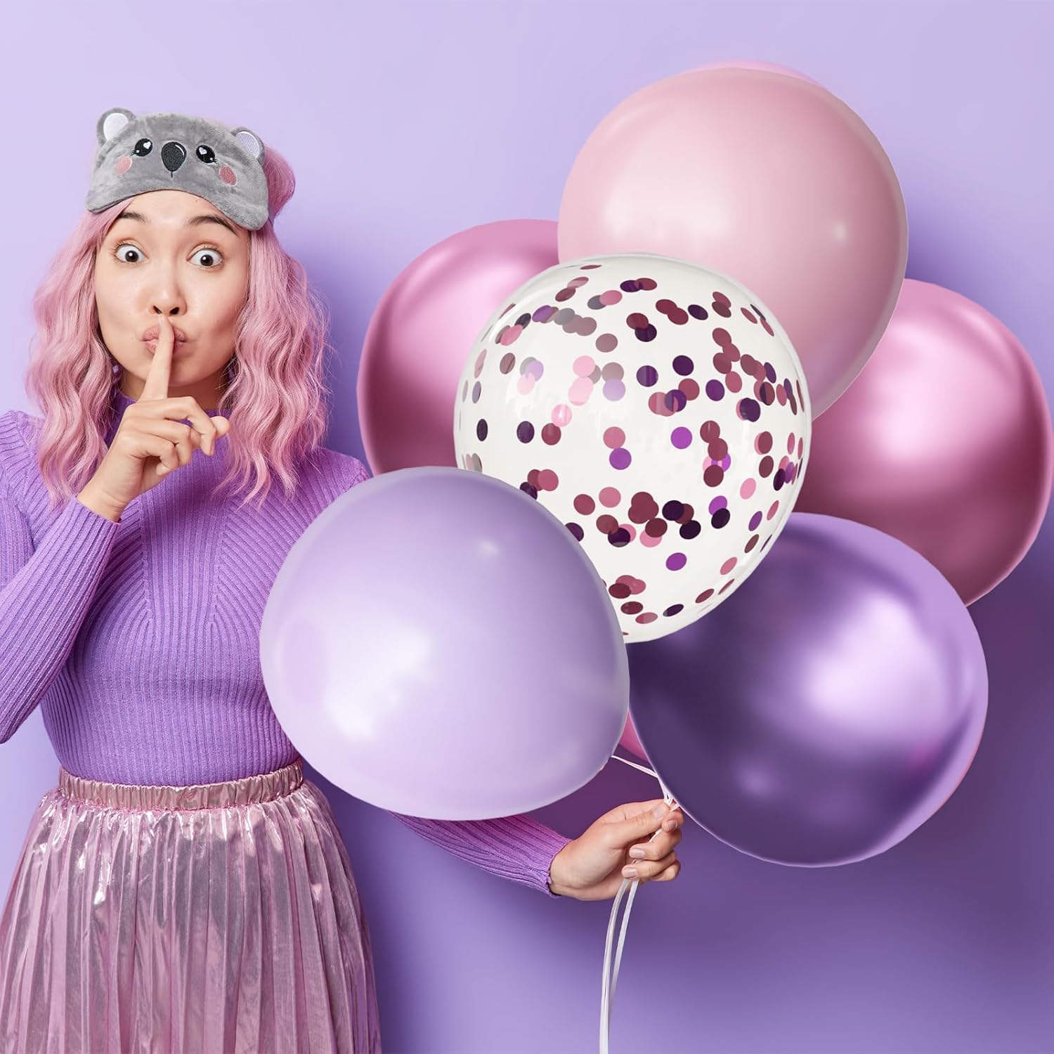 OuMuaMua Pink & Purple Balloons - 62 Pcs Lavender & Light Pink Latex Balloons for Birthday & Wedding Decor | 12 Inch