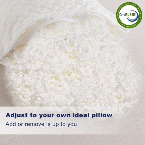 COZYART Shredded Memory Foam Pillows Queen Size 1 Pack, Cooling Breathable Pillowcase, Adjustable Firm Bed Pillows for Side Back Stomach Sleepers