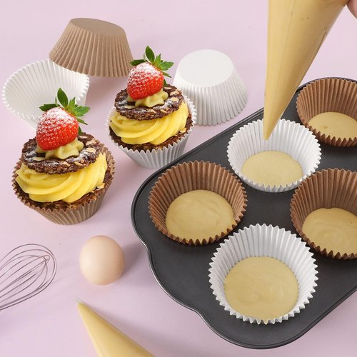 Caperci Jumbo Cupcake Liners - 300-Count Natural Muffin Baking Cups | Upgraded Grease-Proof, No Smell