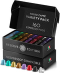 ROSSO CAFFÈ Espresso Coffee Pods, Compatible with Nespresso Original Machines, Reserve Variety Pack, 160 Capsules - Made in Italy
