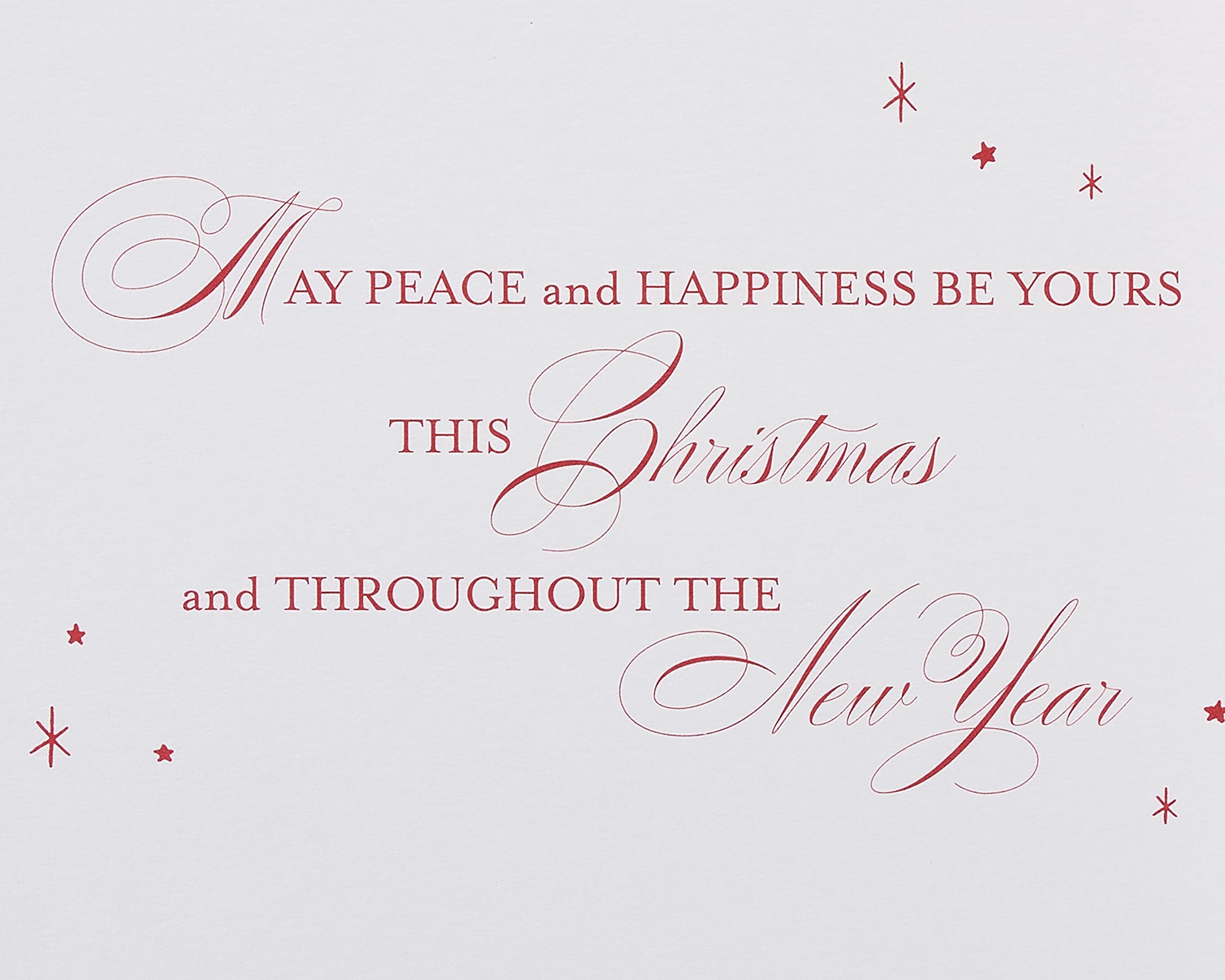 Papyrus Boxed Christmas Cards with Envelopes, Peace and Happiness, Glitter-Free Christmas Tree (12-Count)