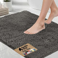 GORILLA GRIP Bath Rug Mat - Soft Absorbent Chenille | Quick-Dry Microfiber, 60x17, Charcoal