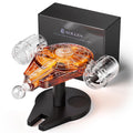 Kollea Galaxy Blue Spaceship Whiskey Decanter Sets for Men, Spacecraft Limited Edition, 2 Funny Shot Glasses, Gift Ideas, Cool Liquor Dispenser for Home Bar, Fathers Day Birthday Gifts for Men Dad Him