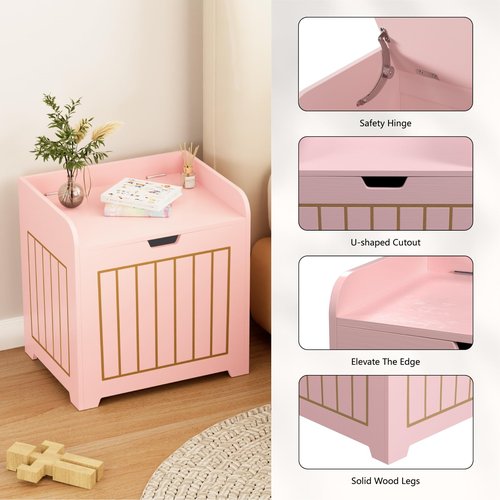 Aenuert Pink Storage Chests, Small Cube Organizer Box,Wooden Entryway Storage Bin For Home Clothes,Plant,Small Square Nightstand For Playroom,Bedroom,Nursery Room