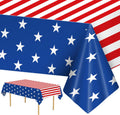Patriotic 4th of July Tablecloth by [Brand Name] - Disposable Rectangle USA Flag Design, 54" x 108"