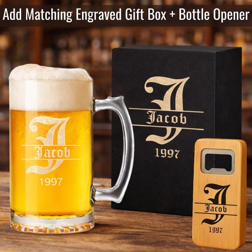 Inscribed Gifts Personalized 16 oz Beer Mug - Custom Engraved Glass for Unique Gifts | Perfect for Dad, Husband, Birthdays, Weddings, Anniversaries, Father's Day
