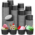 Nuenen 8 oz Summer Ice Cream Paper Cups Bulk Disposable Dessert Cups Solid Color Paper Dessert Bowls for Snack Sundae Spring Party Favors Ice Cream Bar Supplies(Black,300 Pcs)
