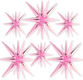 PartyWoo Pink Star Foil Balloons - 6-Piece Mylar Set for Birthday, Gender Reveal & Weddings | 22-Inch