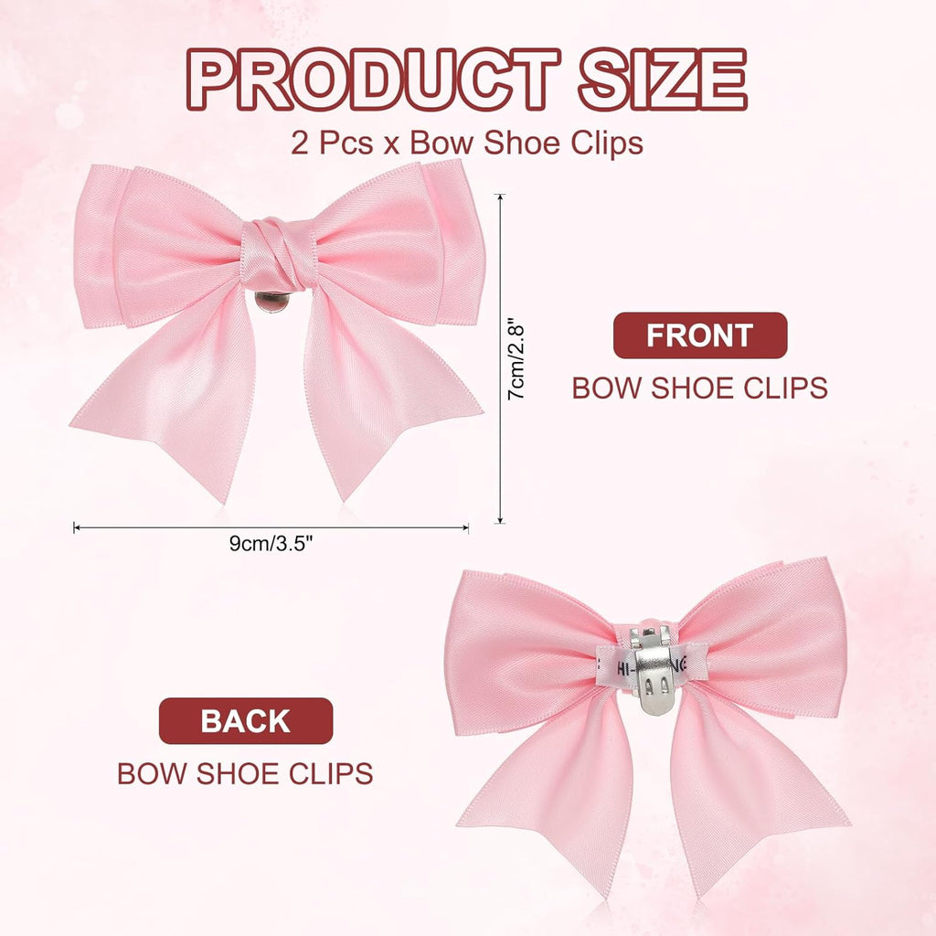 PATIKIL Bow Shoe Clips - Elegant Satin Detachable Bowknot Embellishments | 2 Pcs, Pink for Weddings & Parties