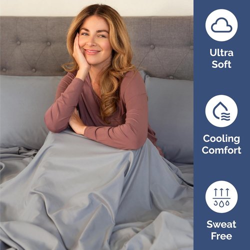 Comfy Twin Size 3-Piece Sheet Set by [Brand Name] - Breathable & Cooling Luxury Bedding - Deep Pockets, Soft, Wrinkle-Free - Oeko-Tex Certified, Steel Blue