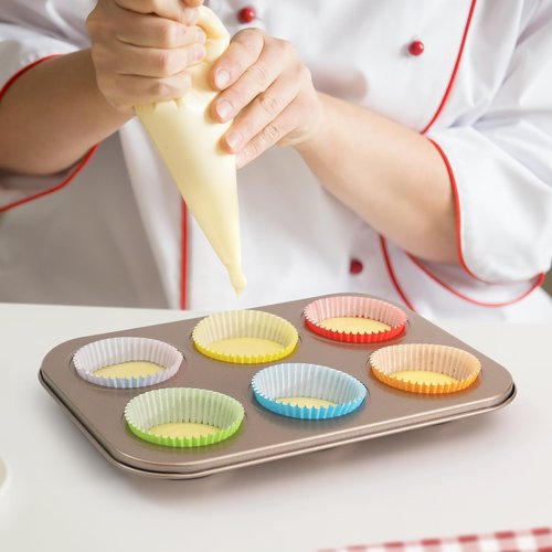 SKIDEC Rainbow Standard Cupcake Liners 400 Count Solid Colorful Paper Baking Cups Food Grade Disposable Cupcake Wrappers Bright Color Muffin Cups for Wedding Birthday Tea Party Baking Supplies