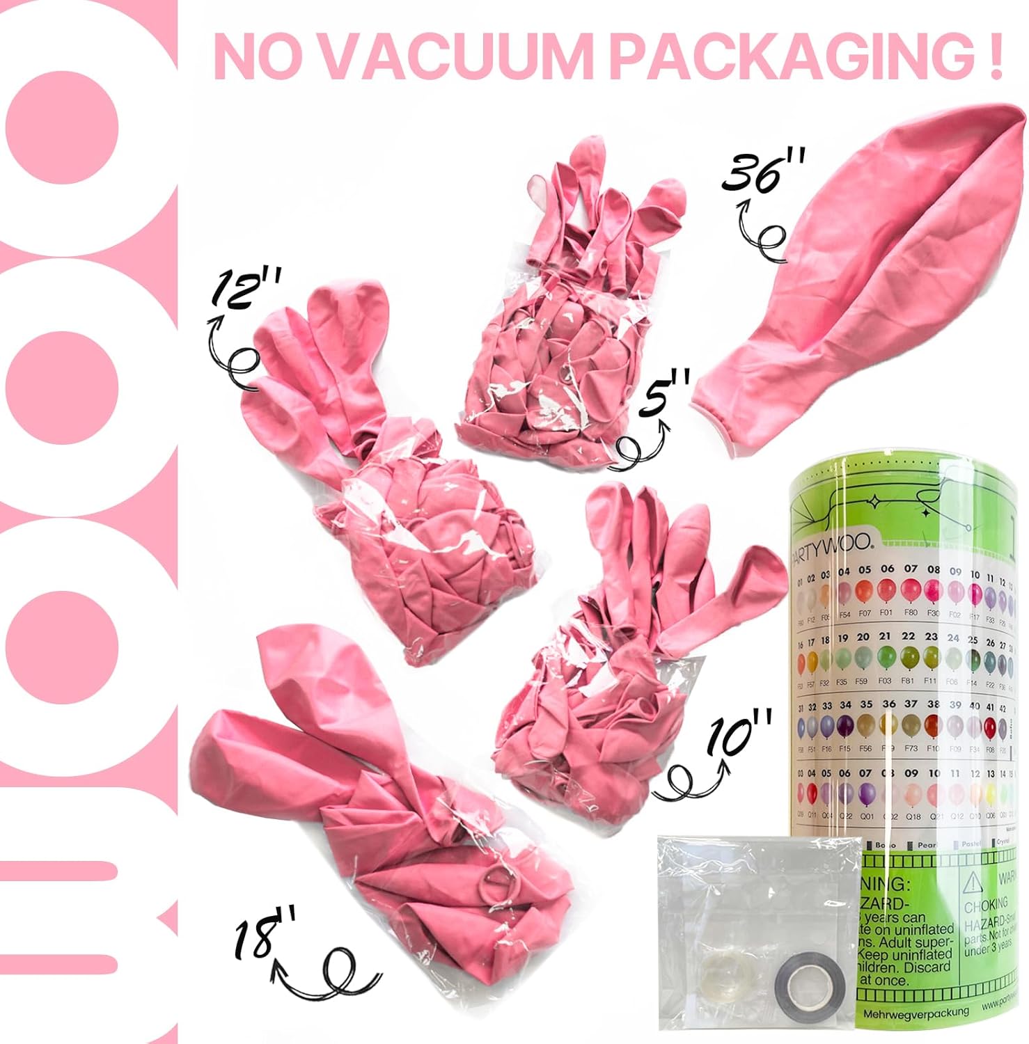 PartyWoo Light Pink Balloon Arch Kit - 127pcs in Various Sizes for Baby Showers & Birthdays | Pastel Pink