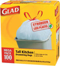 Glad Tall Kitchen Drawstring Trash Bags | 13 Gallon | 100 Count | Pack of 6 - CloroxPro Quality