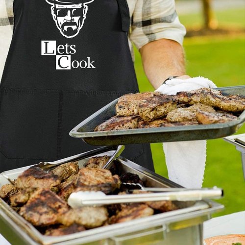 ZOORON Funny Cooking Chef Apron with Pockets BBQ Kitchen Work Aprons Birthday Father’s Day Grilling Gifts for Papa, Husband