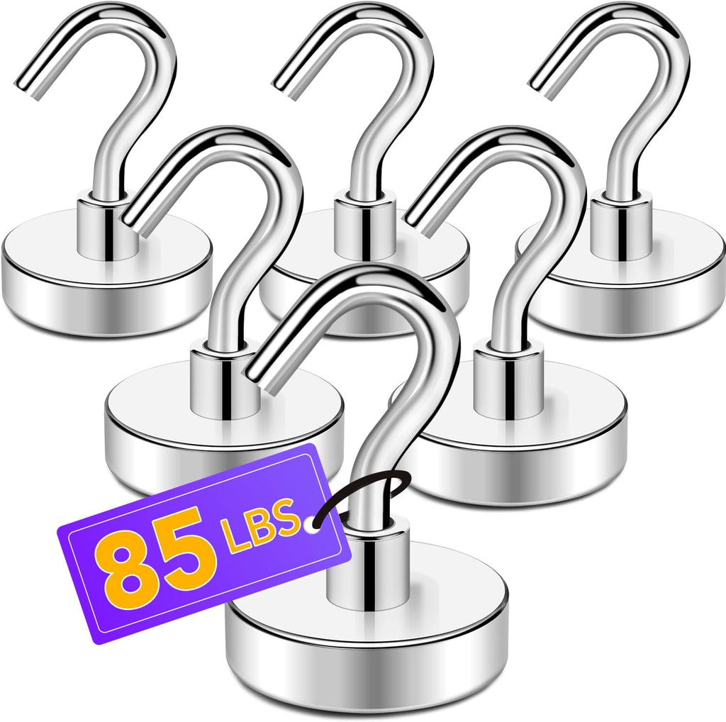 TRYMAG Strong Magnetic Hooks - Super Heavy Duty 6 Pack for Cruise Cabins, Kitchen & Storage