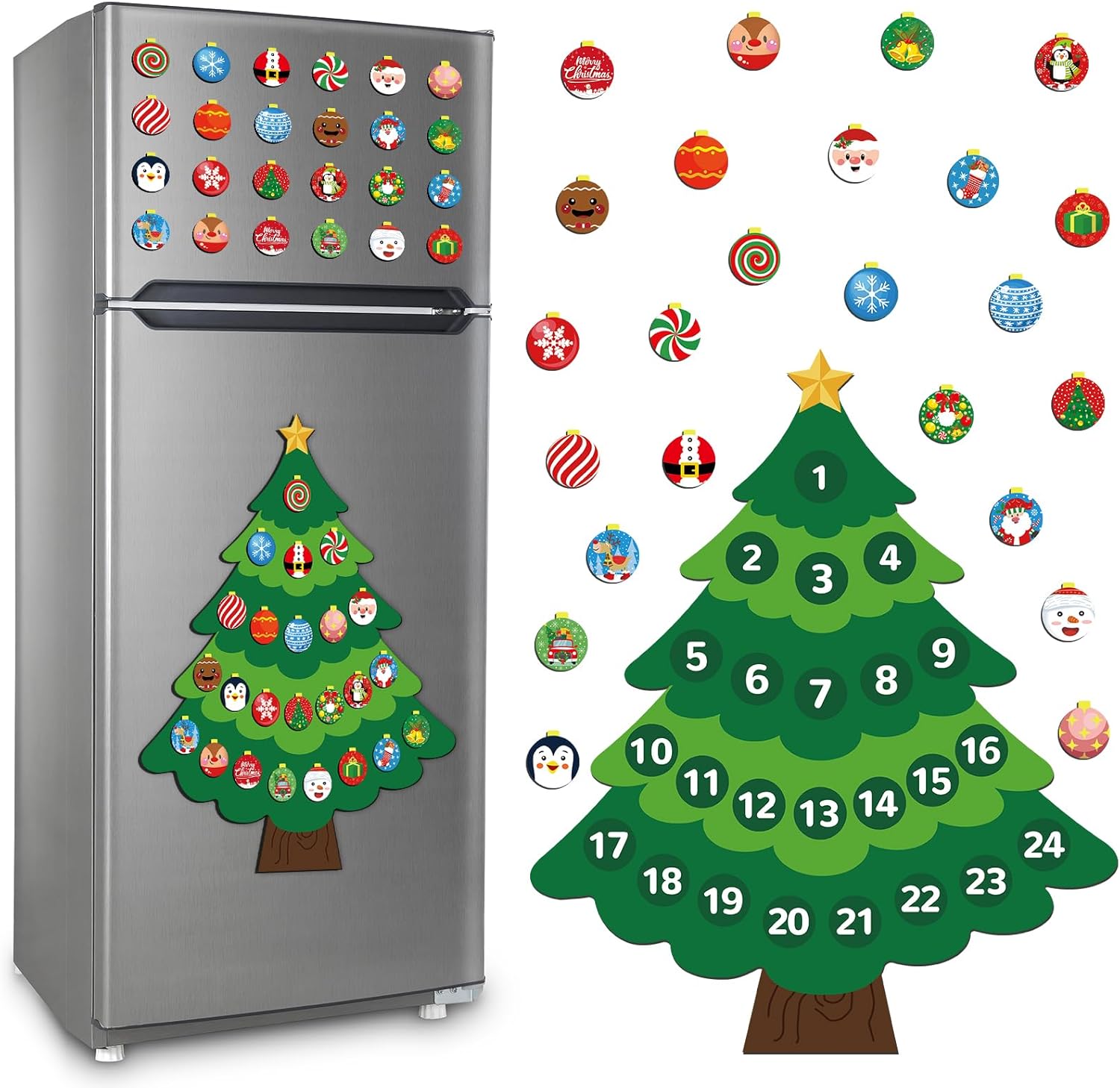 Skiennix Christmas Advent Calendar Magnets - Countdown to Xmas Tree | Fun Holiday Decor for Kids & Adults