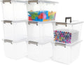 Citylife 6 QT Plastic Storage Bins - 8 Pack Clear Containers with Latching Lids & Handles for Organizing